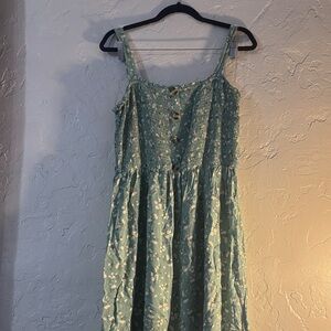 Liberty Love Teal Floral Button Midi Dress